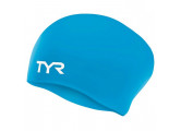 Шапочка для плавания TYR Long Hair Wrinkle-Free Silicone Cap, LCSL-360, голубой, силикон