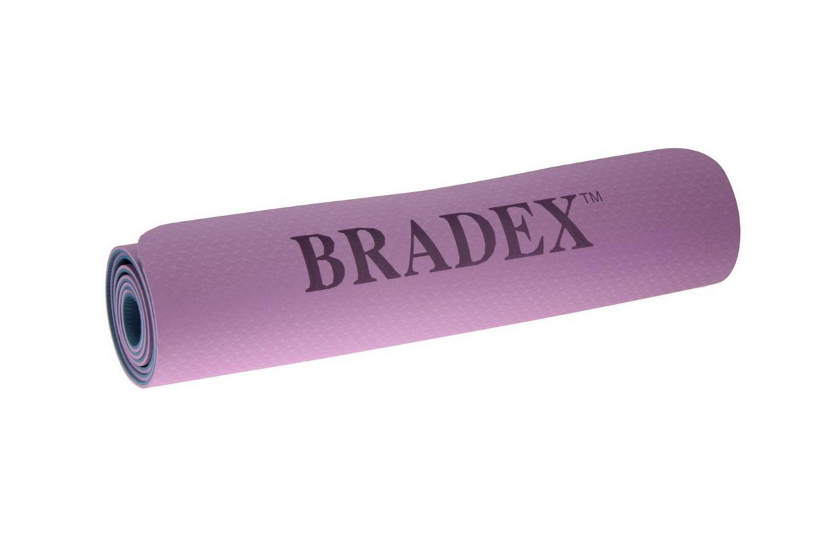 Коврик для йоги и фитнеса 183x61x0,6см Bradex TPE двухслойный SF 0402 фиолетовый,голубой 1200_800
