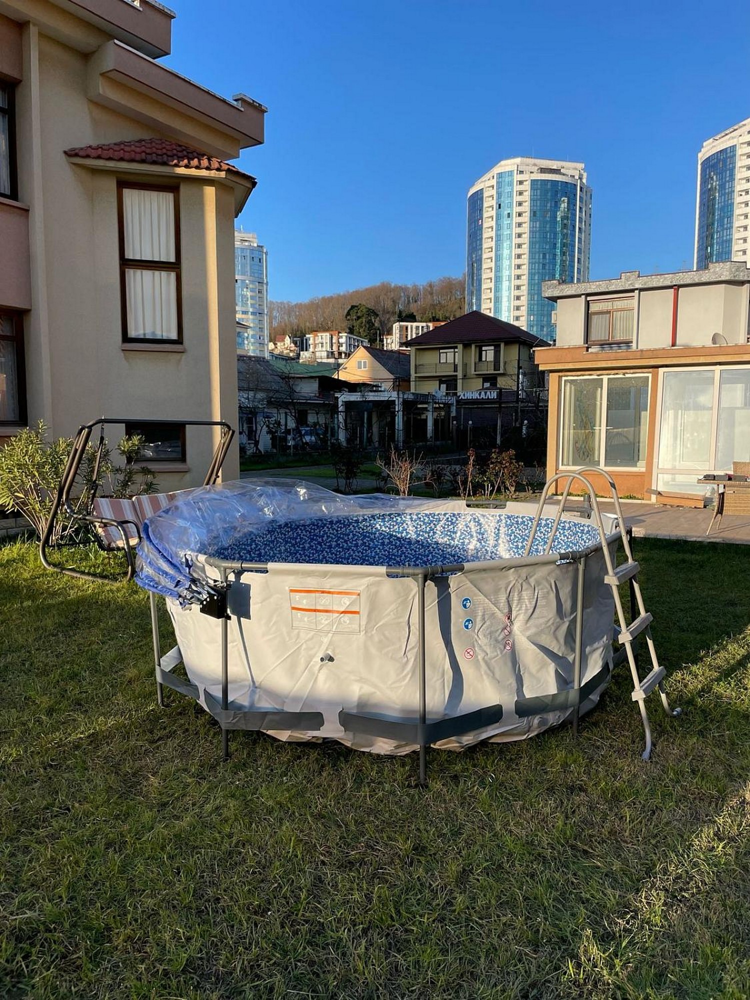 Круглый купольный тент Pool Tent на бассейн d457см PT457-B синий 1500_2000