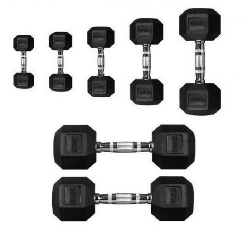 Гантель 50кг Perform Better Rubber Encased Hex Dumbbells 4137-50\BK-50-00 845_800