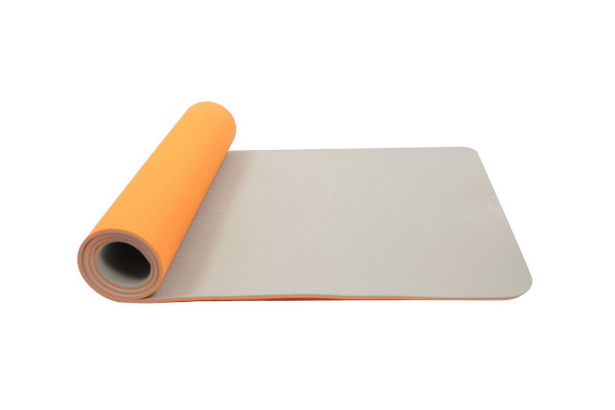 Коврик для йоги и фитнеса 183x61x0,6см Bradex TPE двухслойный SF 0403 оранжевый, серый 1200_800