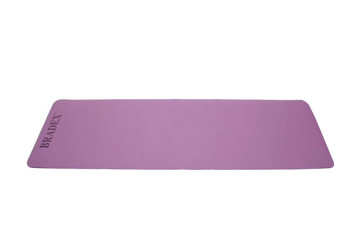 Коврик для йоги и фитнеса 183x61x0,6см Bradex TPE двухслойный SF 0402 фиолетовый,голубой 1200_800