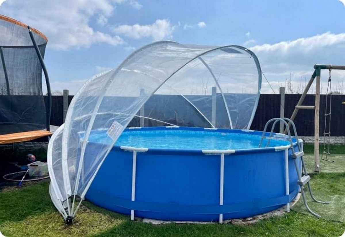Круглый купольный тент павильон d450см Pool Tent для бассейнов и СПА PT450-B синий 1200_825