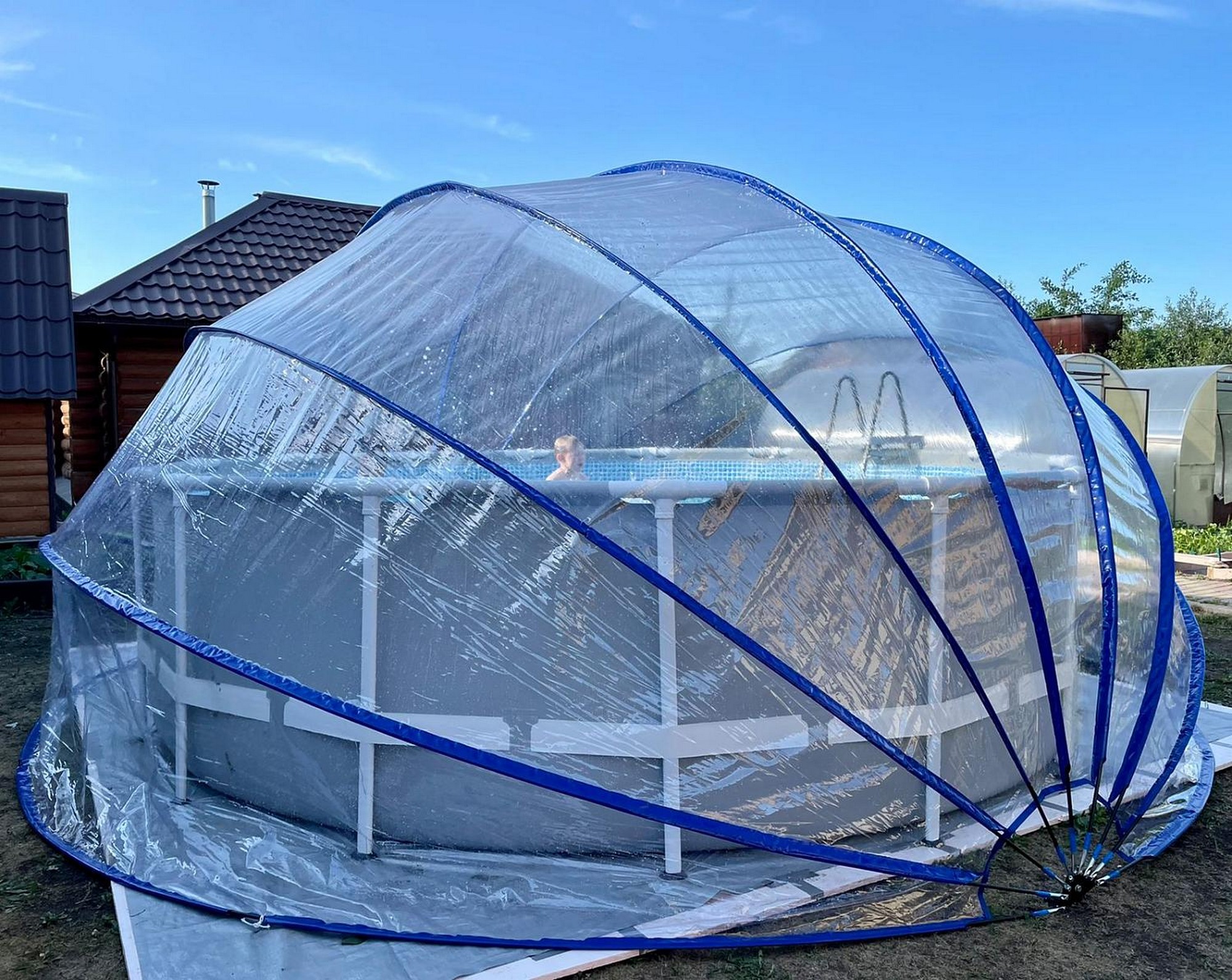 Круглый купольный тент павильон d450см Pool Tent для бассейнов и СПА PT450-G серый 2000_1591