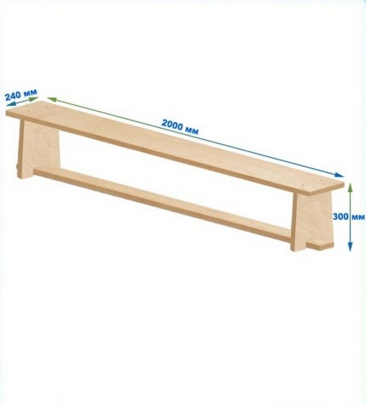 Скамейка гимнастическая 2000мм (фанерная) ножки фанера Dinamika 726_800