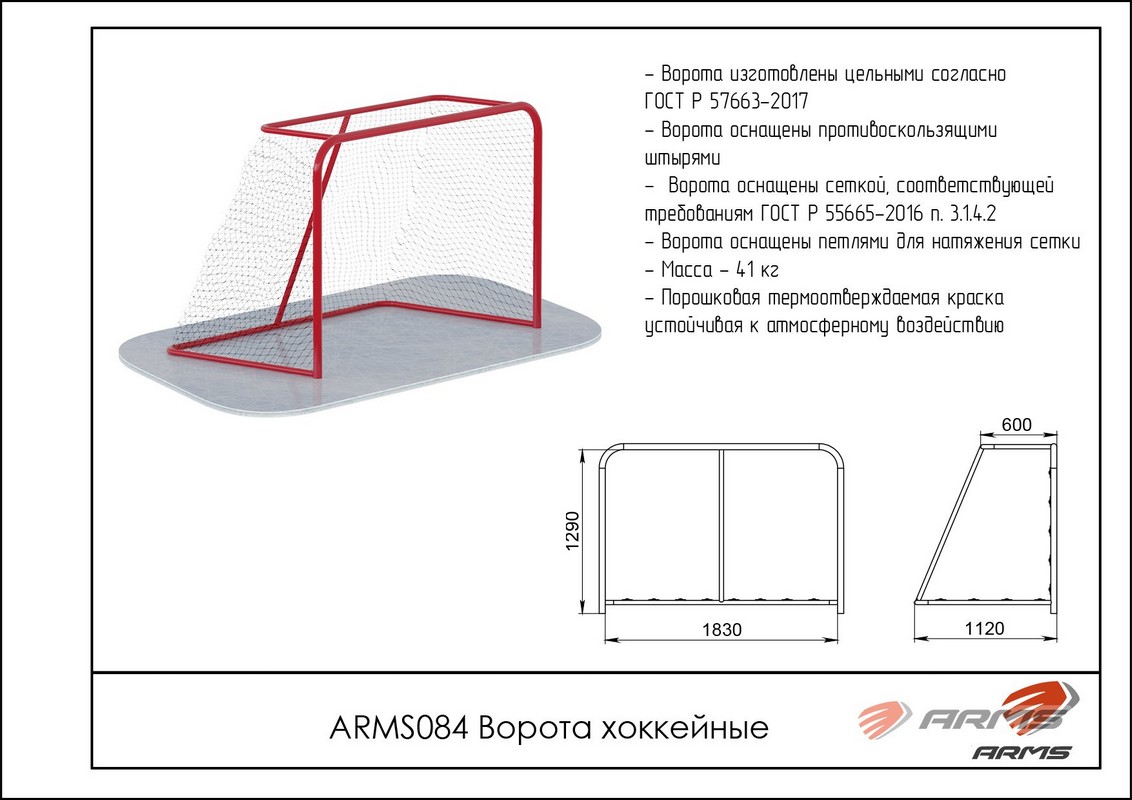 Ворота хоккейные ARMS ARMS084 1132_800